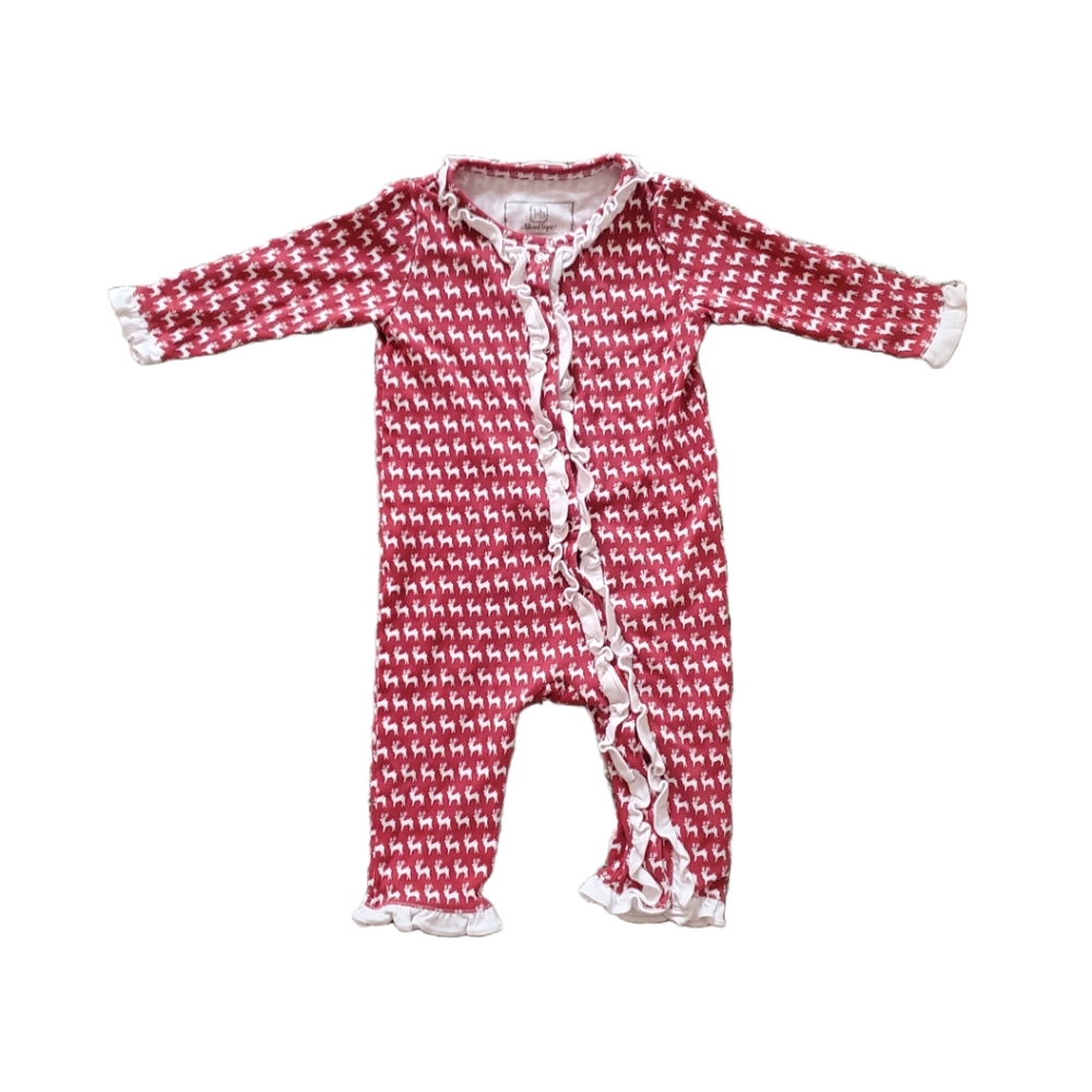 Lila& Hayes Baby Girls Red Reindeer Romper